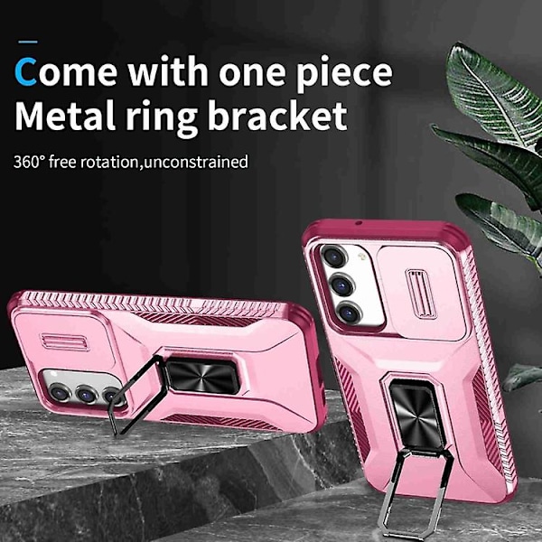 Til Samsung Galaxy S23+ 5g Skydende Camshield Holder Mobiltelefon Etui Pink * Rose Red