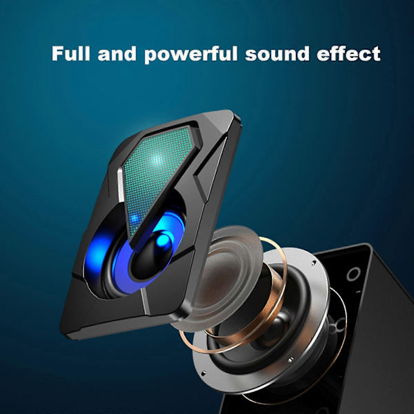Lysende datamaskinhøyttalere USB mobiltelefon bærbar PC skrivebord mini høyttaler HiFi stereolyd kablet subwoofer datamaskinhøyttalere 2 stk
