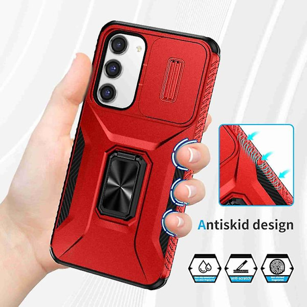 Til Samsung Galaxy S23+ 5g Skydende Camshield Holder Mobiltelefon Etui Red