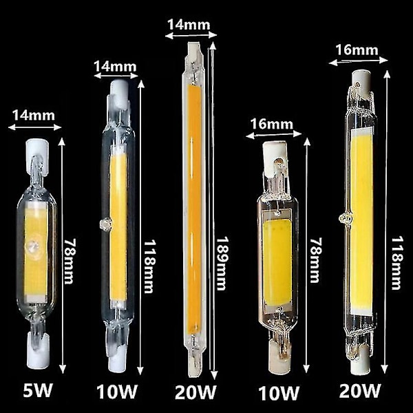 Sajy LED R7s Glasrörlampa Hög Ljusstyrka Dubbeländad Ljus Ersätter Halogenlampa 220V Natural White 118mm