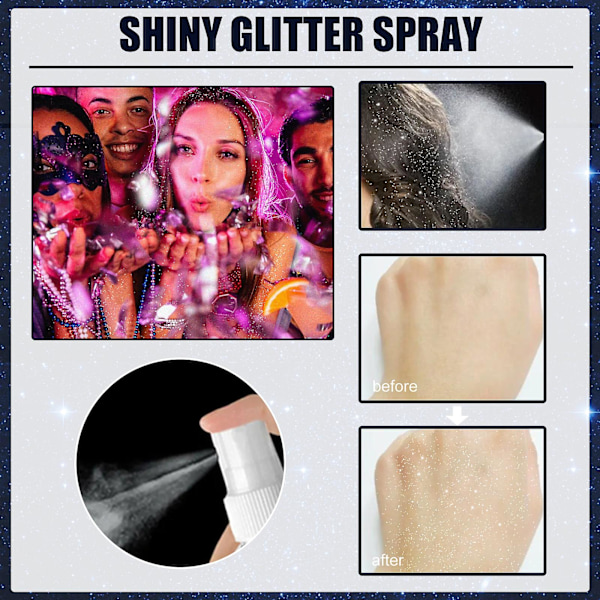 Skinnende Glitter Spray Langvarig Sølv Glitter Hår Glitter Funklende Spray Til Krop