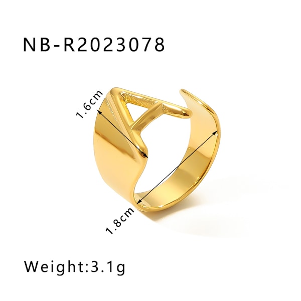 Mode Par Ring Tjugosex Engelska Bokstäver Öppen Ring Par Smycken Gold A