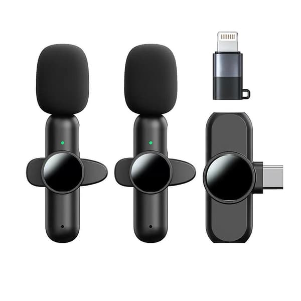 2-pak trådløs lavaliermikrofon, plug and play professionel mini trådløs lavaliermikrofon, trådløs mikrofon til vlogging live-udsendelse E