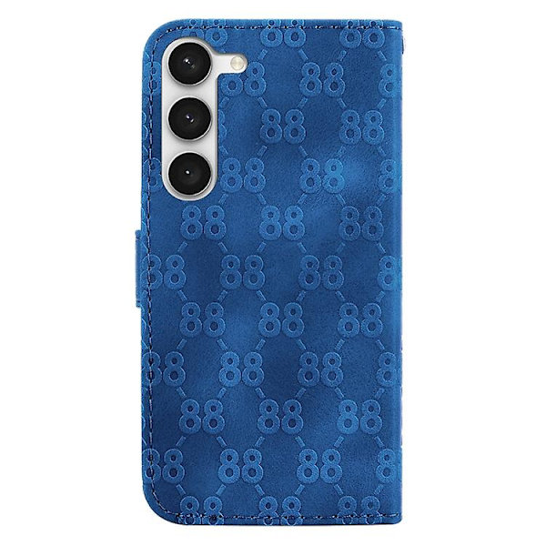 Mobiltelefonskal i läder med dubbla 8-formade präglingar för Samsung Galaxy S23 5g Blue