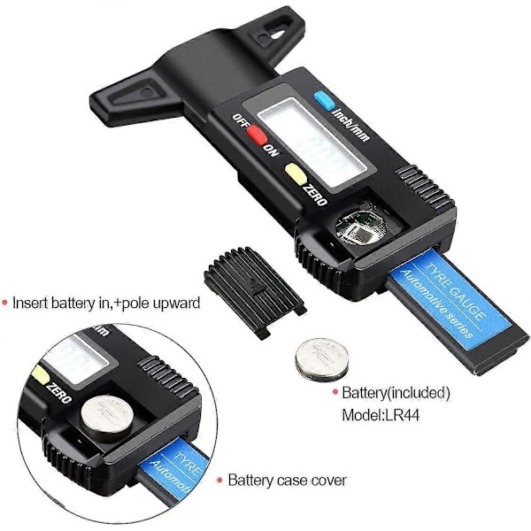 Däckdjupmätare Däckmönsterdjupmätare Däckdjupmätare digitalt djupmätare 0-30mm LCD-display