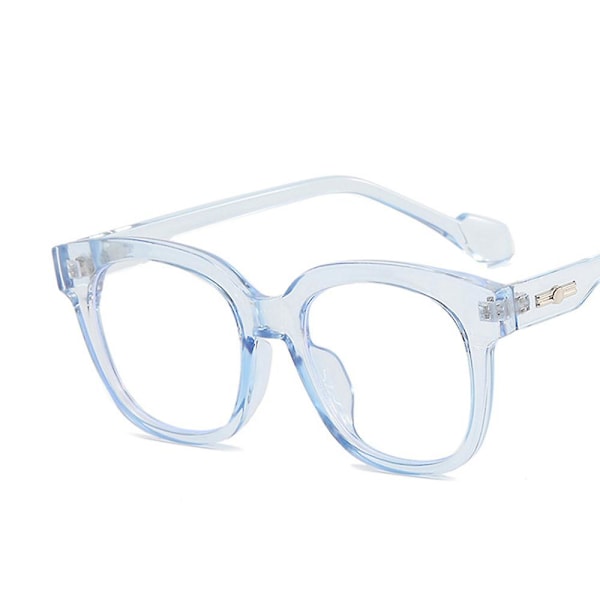 Koreansk stil platt spegelglasögon med en bit näsplattor halkfria flexibla tempel för vuxna män kvinnor unisex Transparent Blue
