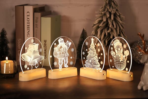 Jouluvalot Kellot Joulukoriste 3D Lamppu Lämmin Valkoinen