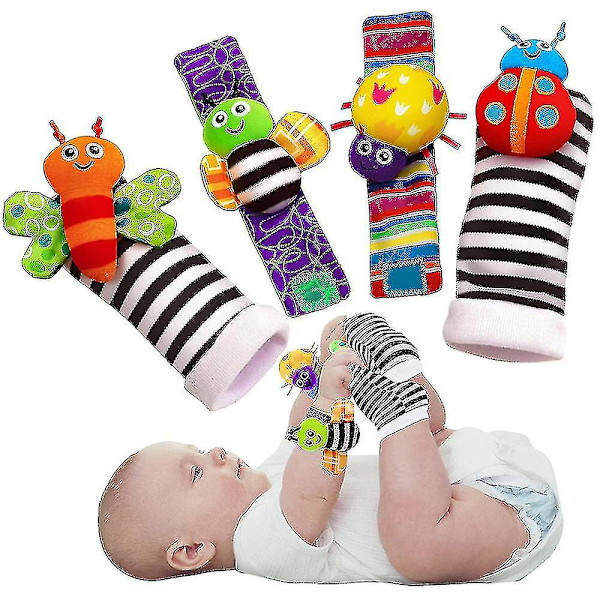 4 stk Baby Infant Rattle Socks Toys Grasping Practice Newborn Toddlers Development Gift