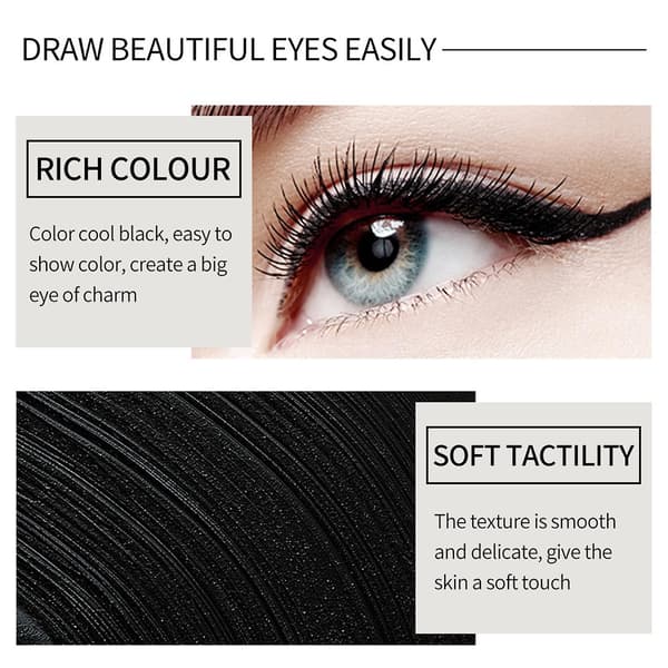 Miss Rose Matte Hurtigtørrende Eyeliner Enkelt Sort Solid Intens Eyeliner Pen (2 stk.)