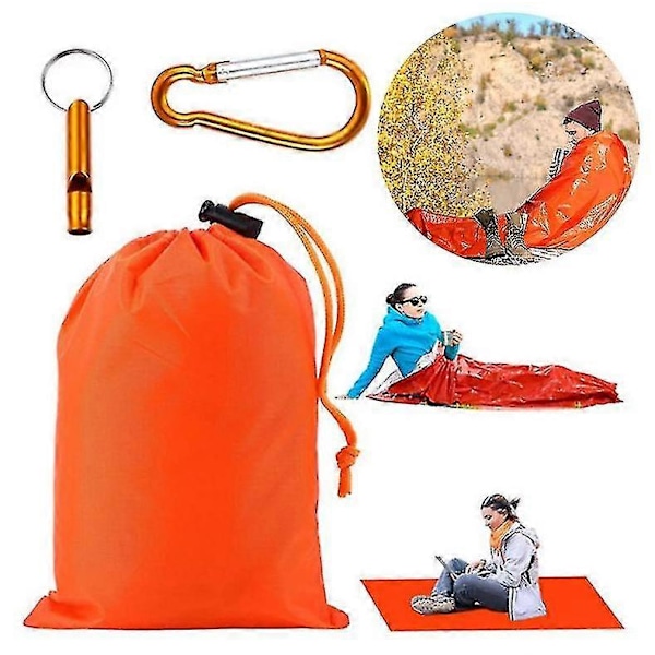 Nødsøvnpose Overlevelsespose Termisk Sovepose Camping Orange