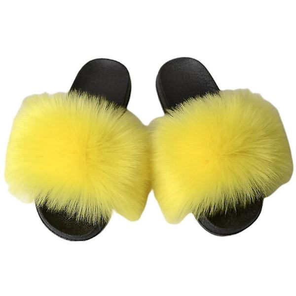 Evago Lady Faux Fur Slides, Öppna Tå Söta Pälstofflor, Bekväma Pälsandaler Med Fluffig Päls 22 SIZE 44-45