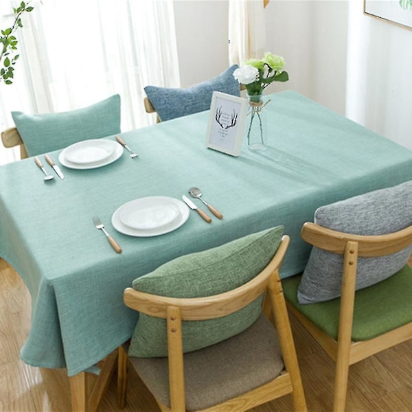Bomullslinneduk Rektangulär Matsalsduk Överdrag Heminredning Lake Blue 140x160cm