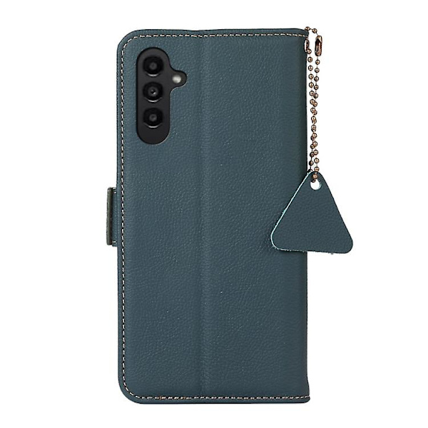 Til Samsung Galaxy S24 Side-magnetisk Tj Ægte Læder Rfid Mobiltelefon Etui Green