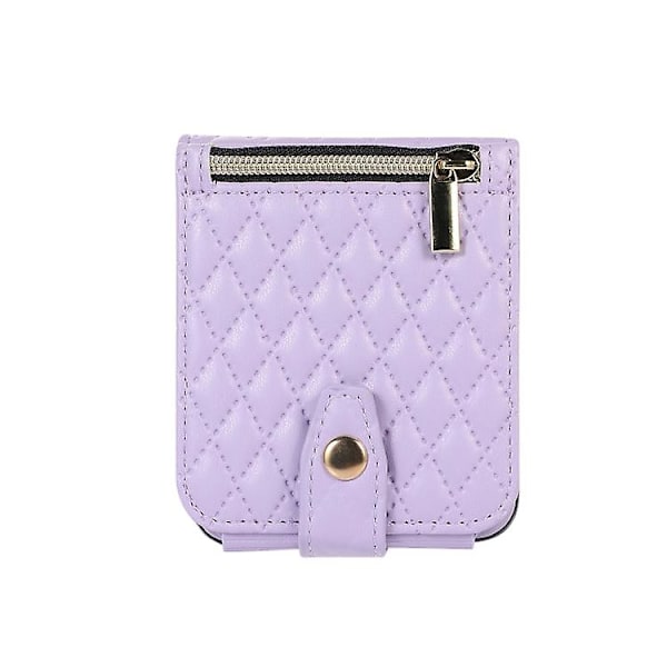 Crossbody-fodral i läder med diamantmönster för Samsung Galaxy Z Flip5 Purple