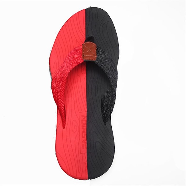 Hernesandaler for menn, Hurtig tørkende flip-flop-slides, vått grep på sålene, myk komfortabel passform og hvelvstøtte black and red 39