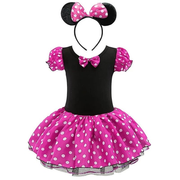 2024 cos 1-6 år Babypige Mickey Pettiskirt Børn Sommertøj Børn Minnie Polka Dot Dress Piger Fødselsdagsfest Julekostume Minnie Dress C Purpl 2T