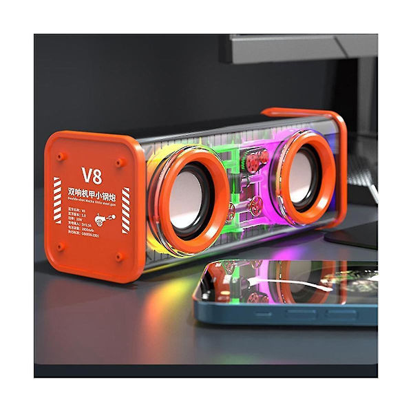 V8 Läpinäkyvät Bluetooth-kaiuttimet RGB-valo Langaton Ulkoilma Urheilu Bluetooth-ääni Tws Subwoofer S