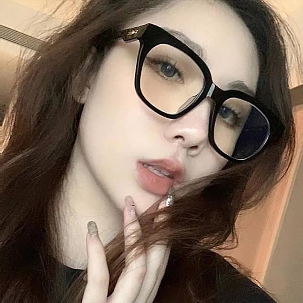Koreansk stil platt spegelglasögon med en bit näsplattor halkfria flexibla tempel för vuxna män kvinnor unisex Bright Black