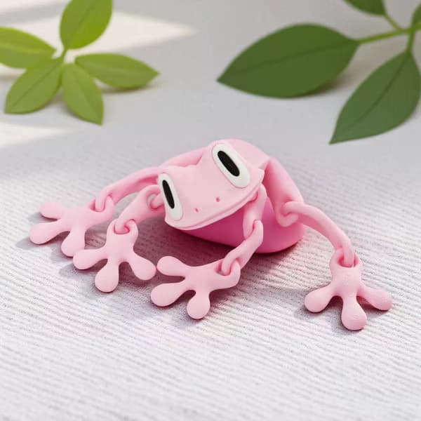 3D-printad magnetisk groda kylskåp med ledad rörlig prydnad, lysande drake cherry blossom pink Medium 15.5 centimeters