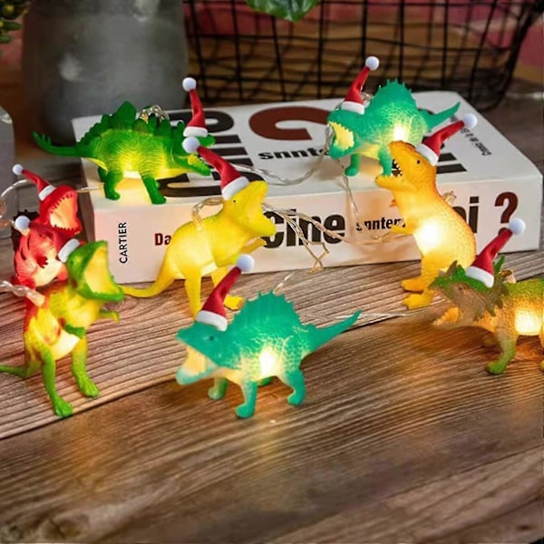 10 LED Juletræsdinosaur Lysstreng, 1.5m Julefest Tilbehør, Dinosaur Batteridrevet Lys