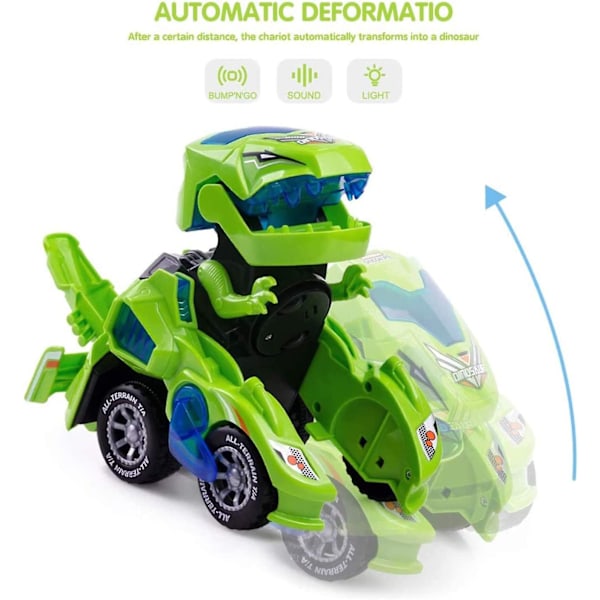 Heytea Deform Dinosaur Leksaker För Pojkar Flickor, 2 I 1 Dinosaurie Leksaksbilar För Barn, Transformerande Dinosaurie Led Bil Med Musik, Automatisk Dino Transformers T