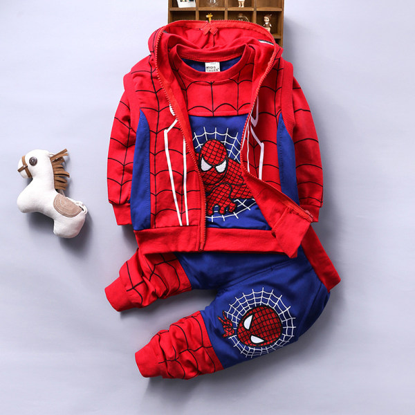 Spider-Man-sweatshirt med lynlås til børn efterår og vinter tredelt jakkesæt 80 Blue
