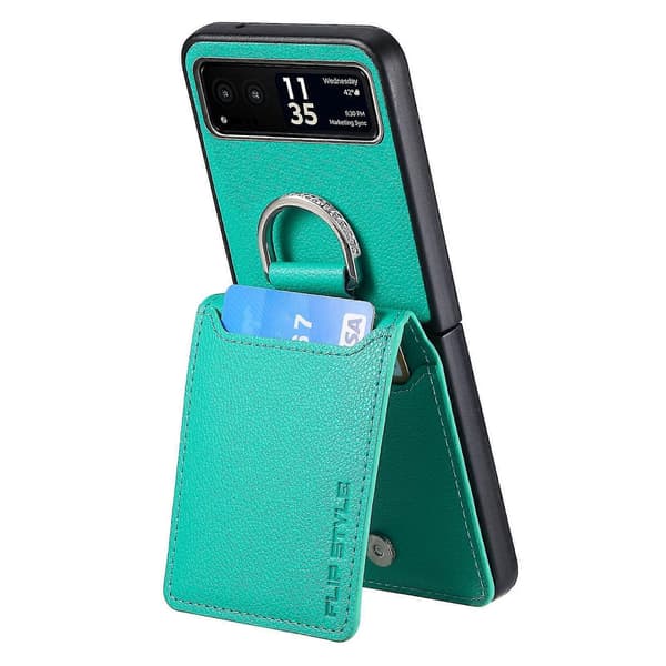 Litchi Texture Læder Telefon Etui Til Motorola Razr Green