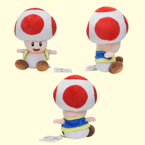 16CM Leende och sittande svampmanleksak red mushroom man