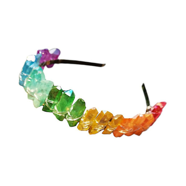 Länsi-Eurooppalainen Prinsessan Retro Tiara Kruunu Käsintehty Raaka Kristalli Rainbow Gradient H Rengas Hää- ja Morsiamen Pääpanta