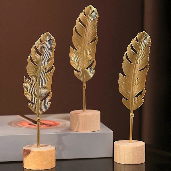 Kevyt Luksus Metalli käsityö Luova Koti Olohuone Veranda Viinikaappi Koriste Rauta Ginkgo Lehti Koristeet Feather ornaments - gold
