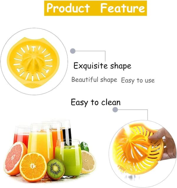 Liten citruspress i plast, manuell fruktpress, saftpress för hand, apelsinpress, diskmaskinsäker, robust och hållbar