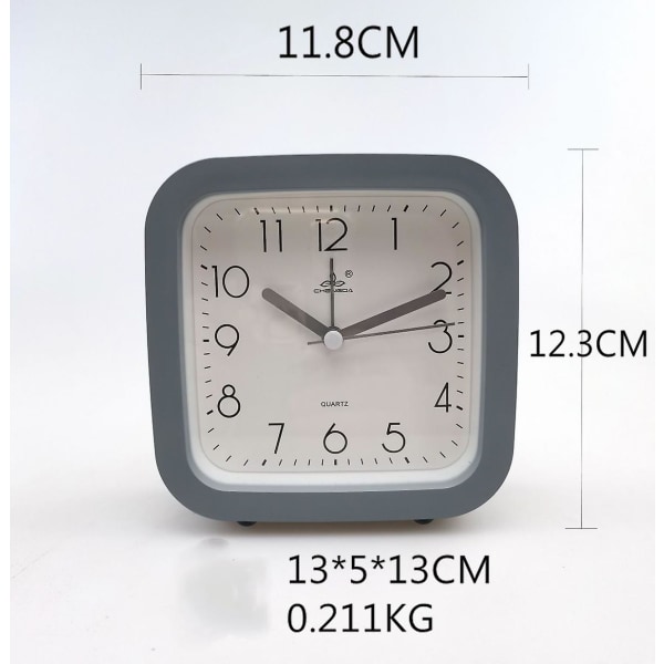 5 Inch Simple Style European Style Student Children Cute Clock Bedroom Silent Bedside Small Alarm Clock(square Gray)
