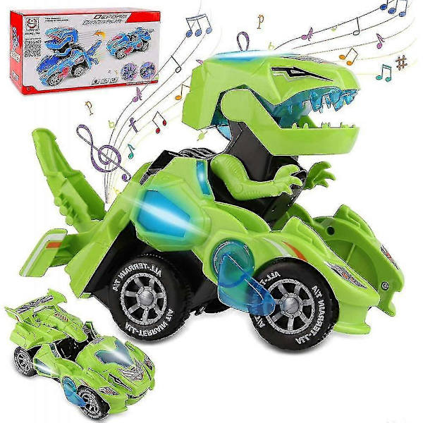 Transformerande dinosauriefordon leksak Transformerande dinosauriebil, Automatisk transformerande dinosauriebil Green