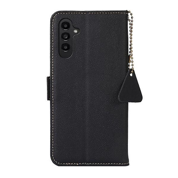 Til Samsung Galaxy S24 Side-magnetisk Tj Ægte Læder Rfid Mobiltelefon Etui Black