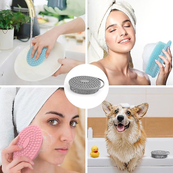 3-pack silikonkroppsskrubb, exfolierande kroppsskrubb, mjuk silikonluffa för kvinnor och män