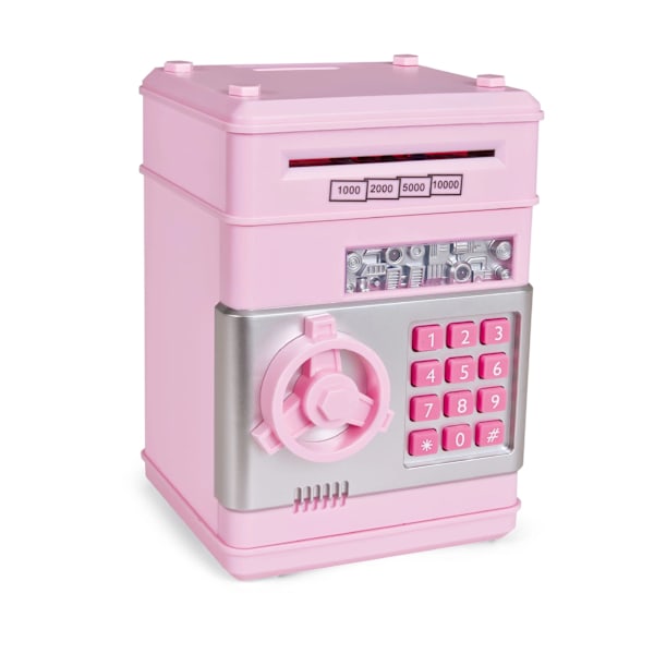 Barnsäkert litet mini spargris kassaskåp light pink