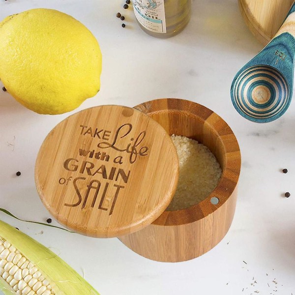 Salt Container Set With Magnetic Swivel Lid, Perfect For Spices