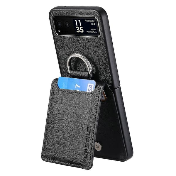 Litchi Texture Læder Telefon Etui Til Motorola Razr Black