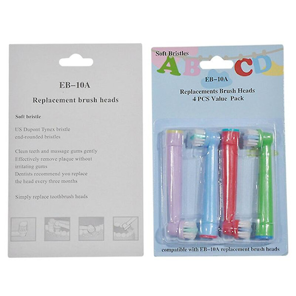 4-pack Ersättningshuvud för Elektrisk Tandborste, Mjuka Dupont Borst, Passar Oral B Elektriska Borstar, SB-17A EB-10A