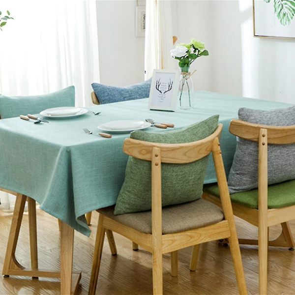 Bomullslinneduk Rektangulär Matsalsduk Överdrag Heminredning Lake Blue 90x90cm