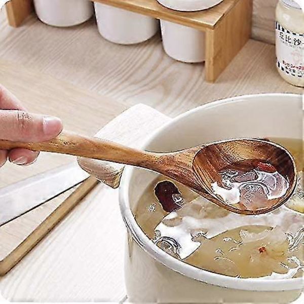 7 st Heilwiy Bästa Köksredskap i Trä Non-Stick Matlagningsskedar Träspatel Serveringssked Gåva