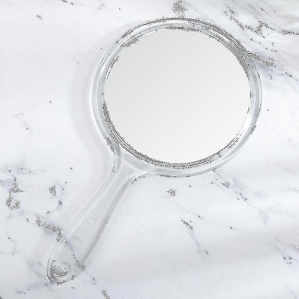Käsikäyttöinen peili, kaksisivuinen, 1X/3X suurennuspeili kahvalla, läpinäkyvä, pyöreä muoto, meikkippeili Transparent