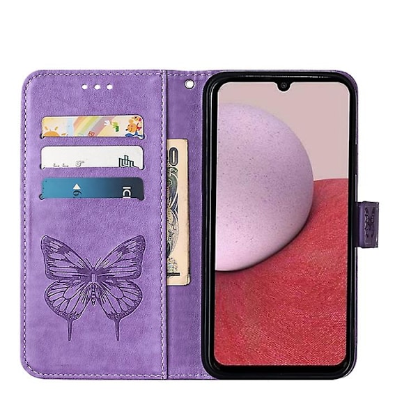 Mobiltelefonskal i präglad fjärilsläder för Samsung Galaxy A25 5g / A24 Purple