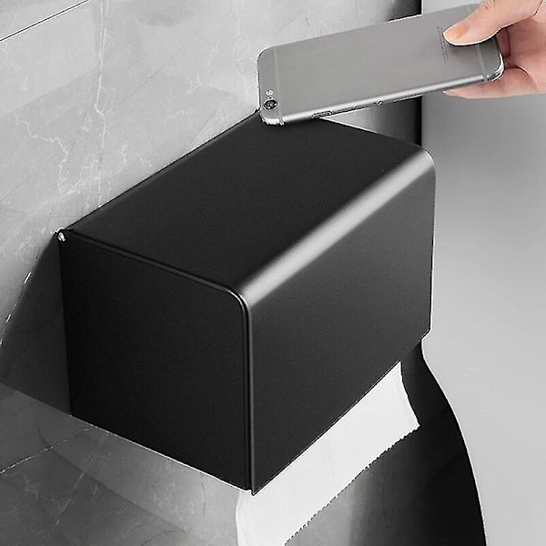 Seinälle kiinnitettävä WC-paperiteline, vedenpitävä ja pölytiivis, paperiteline ja paperirullateline, mattamusta 20*13*12.5 cm