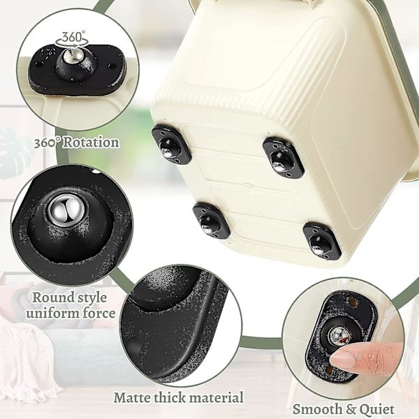 8 stk Selvklebende Hjul 360 Graders Rotasjon Rustfritt Stål Mini Svinghjul for Oppbevaringsboks Møbler Black