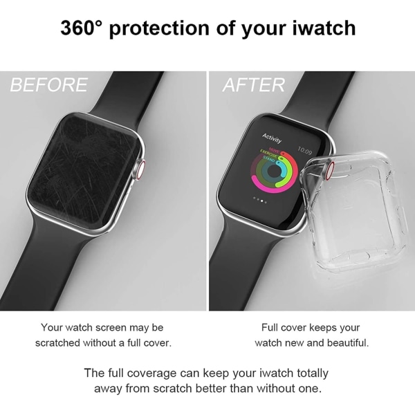 Etui til Apple Watch Series 3 2 Skærmbeskytter 38 mm, [2 Pack] Blød TPU HD Clear Ultra-tynd General Protective Case til iWatch Series 3/2 38 mm 2/3/SE 38MM