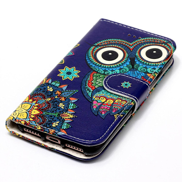 For Oppo A79 5g / A2 5g Etui Pu Læder+tpu Mønster Trykt Flip Stativ Telefonbeskytter Blue Owl