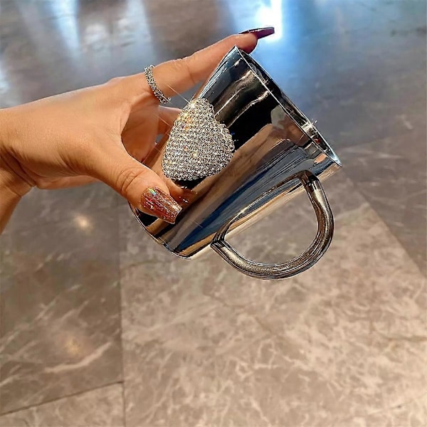 Hjerteformet Krystal Rhinestone Rustfrit Stål Kaffe- & Ølkrus