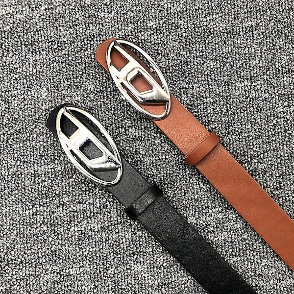 Trendy D-bokstav belte med trykknapp, belte, midjebånd, spenne, fasjonable tilbehør for kvinner White