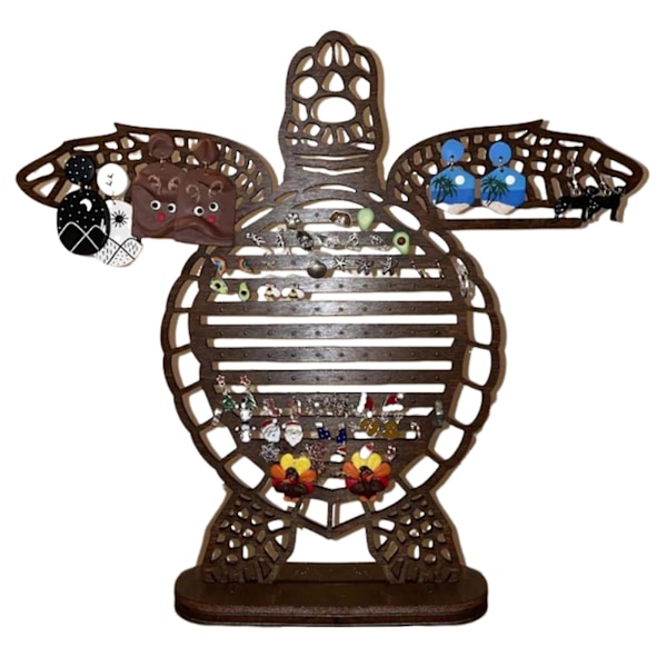 Sjösköldpaddsörhänge Display Organizer Stor Kapacitet Stabil Bas Butik Halsband Armband Display Stativ Heminredning Smyckeshållare Örhängehållare Brown